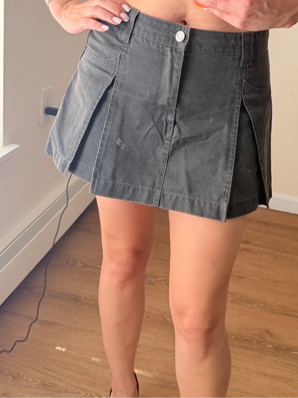Zara Charcoal Pleated Mini Skirt/Short